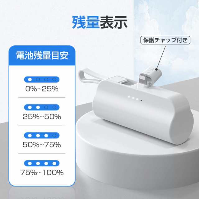 モバイルバッテリー 大容量 超軽量 2.1A急速充電 小型 5000mAh iphone